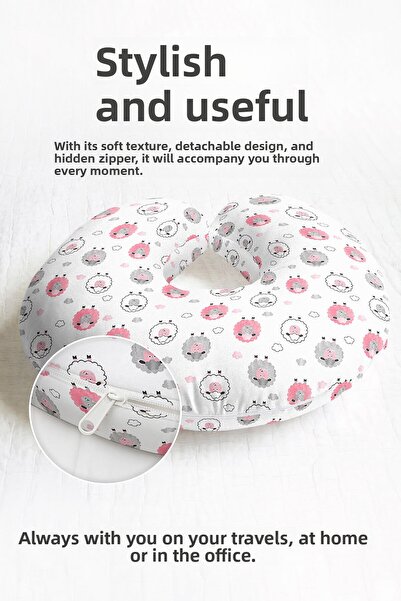 Evimde Bambaşka Pernă ergonomică pentru gât cu model de oaie - Pernă moale de...