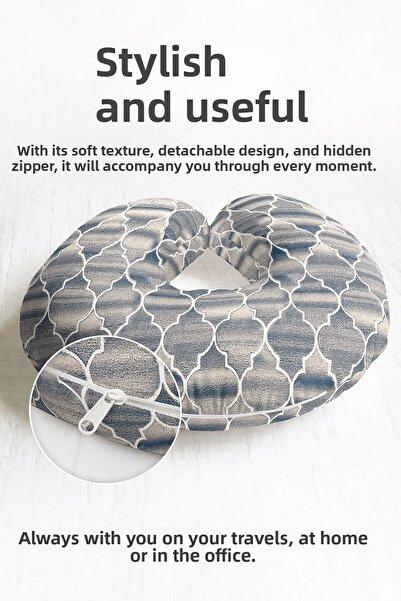 Evimde Bambaşka Geometric Pattern Modern Ergonomic Neck Pillow - Decorative N...