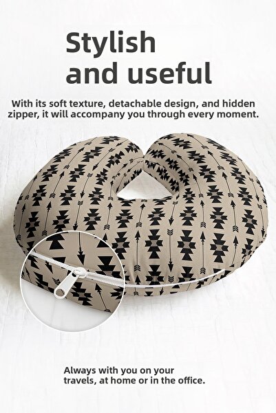 Evimde Bambaşka Pernă pentru gât cu model săgeată etnică - Pernă de călătorie...