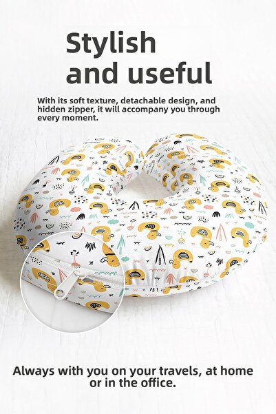 Evimde Bambaşka Pernă de gât din bumbac cu model de rață drăguță - Pernă de c...