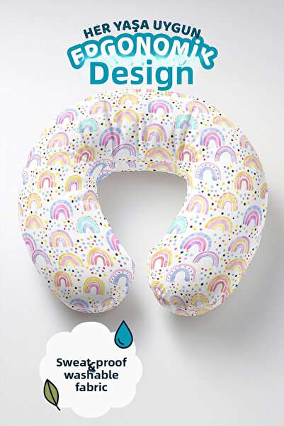 Evimde Bambaşka Pernă ergonomică pentru gât cu model curcubeu colorat - Pernă...