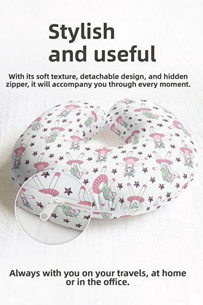 Evimde Bambaşka Pernă de călătorie din bumbac cu model unicorn balerină - Per...