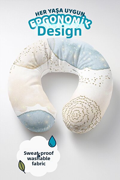 Evimde Bambaşka Pernă ergonomică pentru gât cu detaliu abstract de puncte aur...