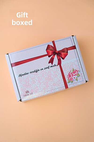 tabakevi Plate House Porcelain Color Stripe Coffee Cup Set 90Cc 2 Person 4 Pieces