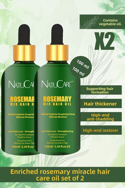 NatuCare Rosemary Oil Complexi Fast Growth Effective for Hair Loss and Damaged Hair 100ml X2
