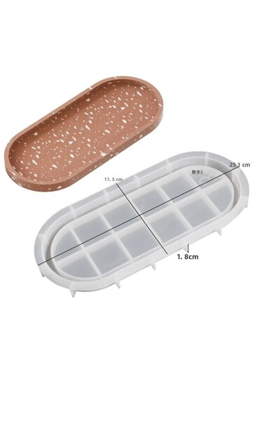 Choice قوالب السيليكون لصينية كوستر بيضاوية الشكل، قالب راتنج إيبوكسي DIY، قالب منفضة سجائر خرسانية، قالب جص أسمنتي، زهرة.