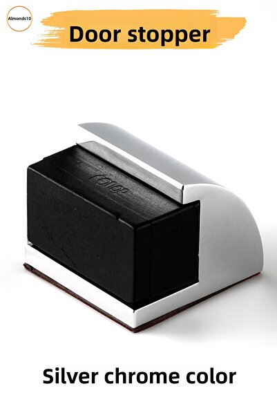 Badem10 Opritor de ușă oval Adeziv metalic argintiu cromat cu cap din cauciuc...