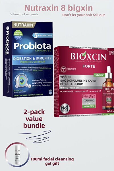 Nutraxin Probiota Advanced 60 Tablets + Intensive Anti-Hair Loss Forte Hair Serum 3X50 ml + 100 ml Gel Gift