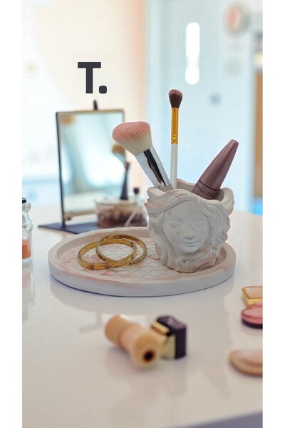 ODİ HOME 2 bucăți organizator de bijuterii pentru machiaj din piatră Suport p...