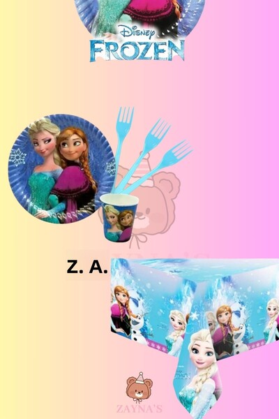 Evabrite مجموعة حفلات عيد ميلاد فروزن إلسا لـ 8 أشخاص - من إبداع فروزن إلسا