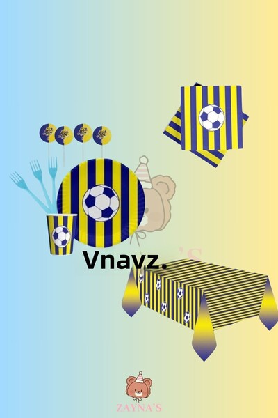 Zayna's مجموعة حفلات أعياد الميلاد لـ 32 شخصًا باللون الأصفر والأزرق الداكن م...