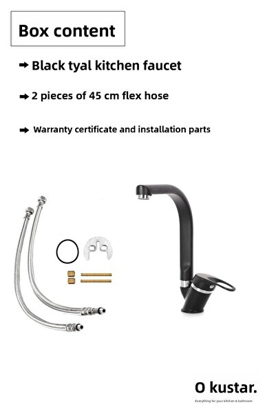 KUSTAR Black Mix Tyal Kitchen Sink Faucet Herringbone Pipe