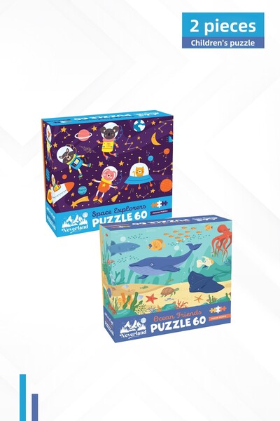 Neverland 2 Pieces of 60 Pieces Each - Space Explorers and Ocean Friends