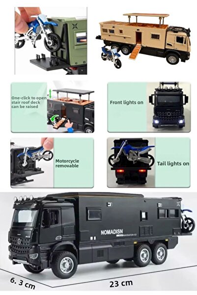 BYCEGU 95620 Pull and Drop Motorized Toy Model Caravan with Sound and Light