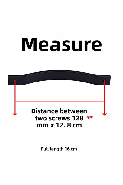 Badem10 Acacia Black Metal Handle 128 mm Modern Furniture Drawer Handle Kitchen Cabinet and Door Handles Durable