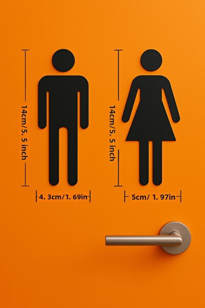 VENON زخرفة كلاسيكية معدنية للمرحاض على شكل رجل (قطعتان) لافتة توجيه للباب والجدار 14×5