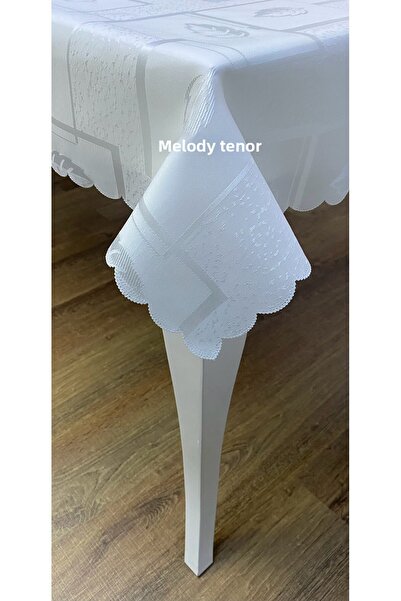 TNR Ecru Self-Patterned, Worry-Free Satin Fabric Tablecloth, Small Rectangular for 4-6-8 People