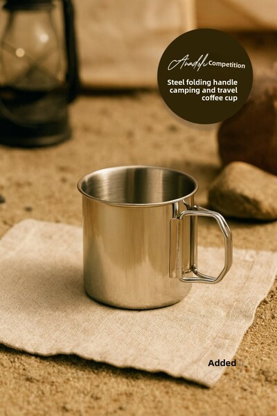 Anadolu Saray كوب قهوة للتخييم والسفر بمقبض فولاذي قابل للطي - كوب متين وخفيف...