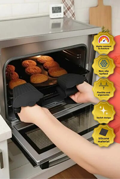 Dr.Maya Silicone Oven Mitts Set of 2 |   Heat Insulation, Non-Slip Surface, Flexible and Easy to Clean