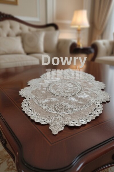 Çt Çeyizci Tekstil French Lace Coffee Table Cover Velvet 25X35Cm