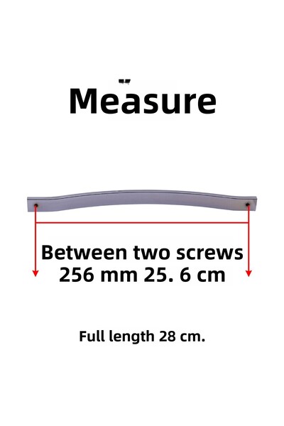 Badem10 Mâner pentru mobilier din metal cu dungi argintii cromate Akasya, distanță între șuruburi de 256 mm, mâner rezistent la rugină.