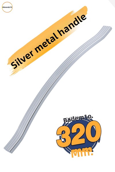 Badem10 Acacia 320 mm Chrome Silver Striped Metal Furniture Handle Rustproof Sturdy Handles Handle Durable Modern