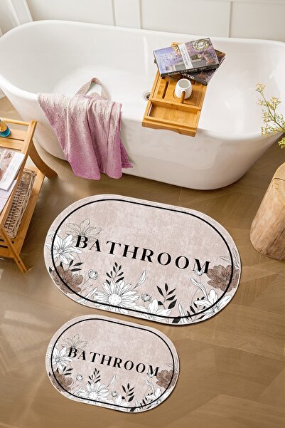 Homefesto Special Design, Non-Slip Base, Thin, Washable, Modern Bathroom Mat Set - 60x100 cm & 40x60 cm