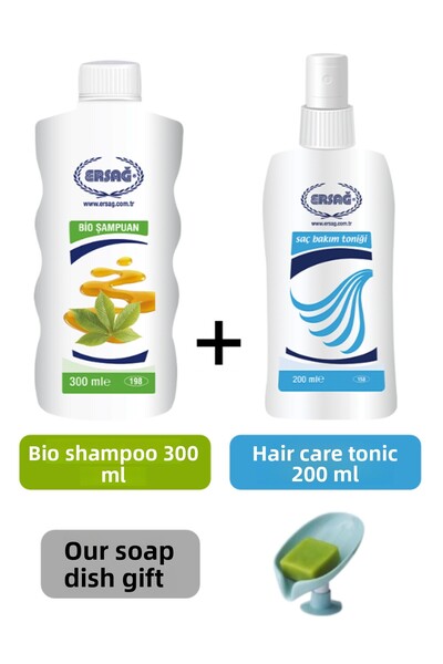 Ersağ Organic Shampoo 300 ml and Hair Care Tonic 200 ml - Our Soap Dispenser Gift 158 - 08