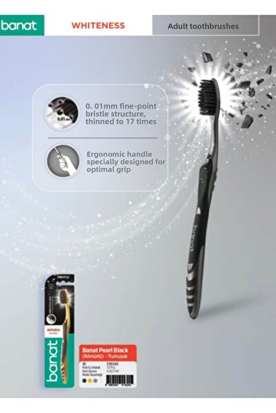 Banat فرشاة أسنان ويتنيس بيرل بالفحم الأسود