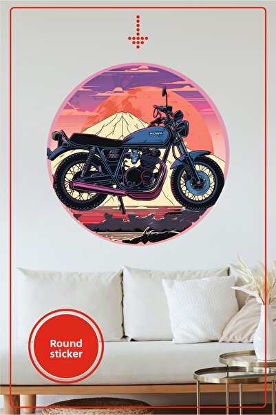 KOSS Dijital Autocolant rotund pentru motocicletă retro, design cu vedere la ...