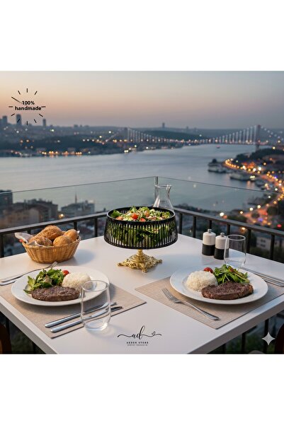 AKDEN STORE Crystal Decor Black Glass Bowl, Salad Bowl, Presentation Bowl, Fruit Bowl