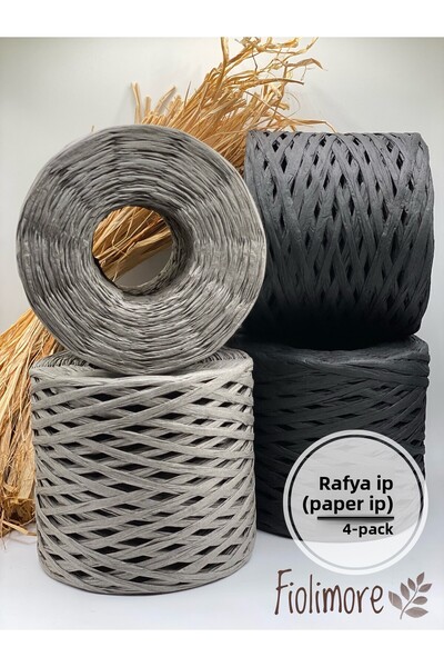Fiolimore 4 قطع من خيوط الرافيا (800 جرام) خيوط ورقية لصنع الحقائب، خيوط للقب...