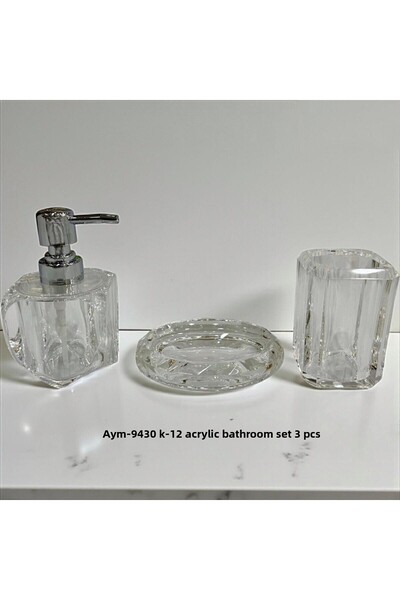 Hinora Crystal Model Plastic Acrylic Soap Dish Set 3 Pieces (Oval Solid Soap ...