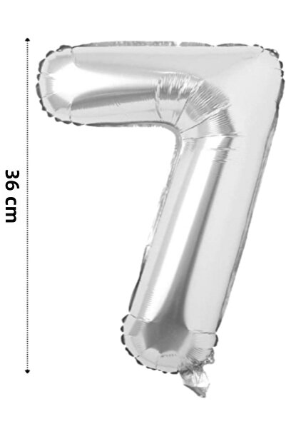 Çınar Aksesuar بالون فويل على شكل رقم بالون هيليوم 36 سم لون فضي - مستلزمات ح...