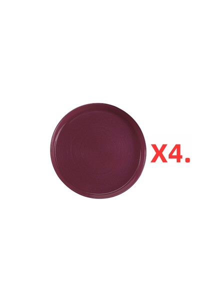 Porland Funky 4-Piece Glass Plate Claret Red 21cm