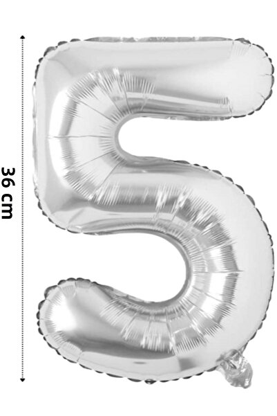 Çınar Aksesuar بالون فويل على شكل رقم بالون هيليوم 36 سم لون فضي - مستلزمات ح...