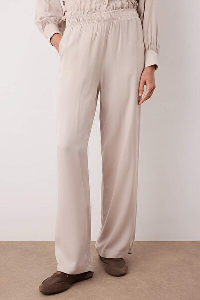 Trendyol Modest More Sustainable Stone Regular Belmando Soft Fabric Plain Weave Bottom - Top Set Tctaw26Us00059