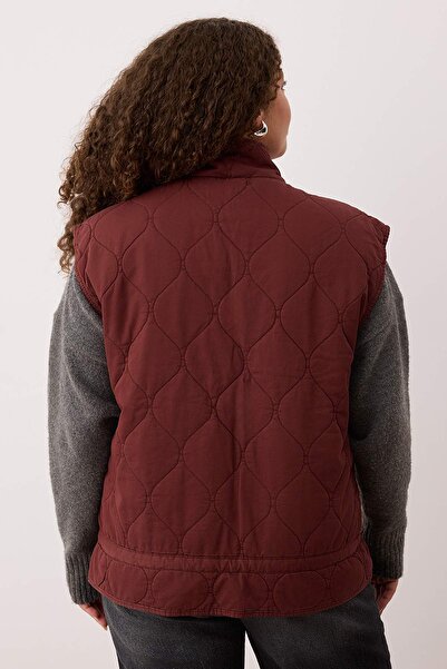 Trendyol Curve Brown Regular Plus Size Cotton Washed Vest Twoaw26Bh00000