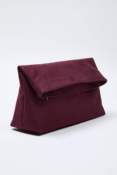 TRENDYOL SHOES Plum Suede Women's Clutch Handbag Takaw26Py00008