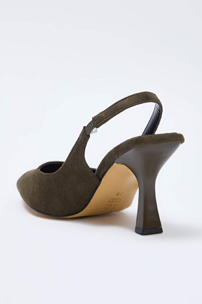 TRENDYOL SHOES Khaki Pointed Toe Open Back Women's Thin Heeled Shoes Takaw25To00010