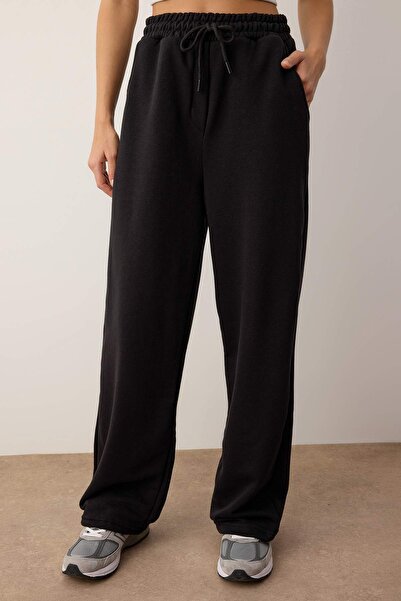 Trendyol Collection Black Elastic Waist Basic Jogger Drawstring Knitted Sweatpants Twoaw26Ea00016