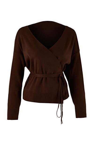 Trendyol Collection Brown Double Breasted Collar Knitwear Cardigan Tedaw25Hi00025