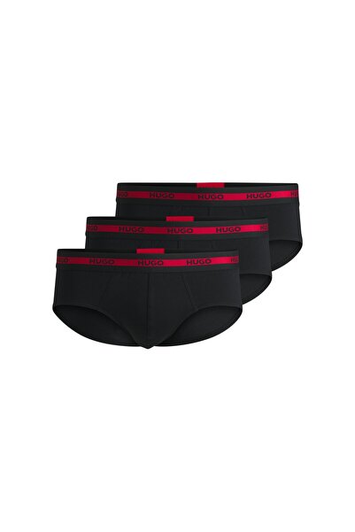 HUGO Üçlü pakette kemer lastiği logolu esnek pamuklu brief