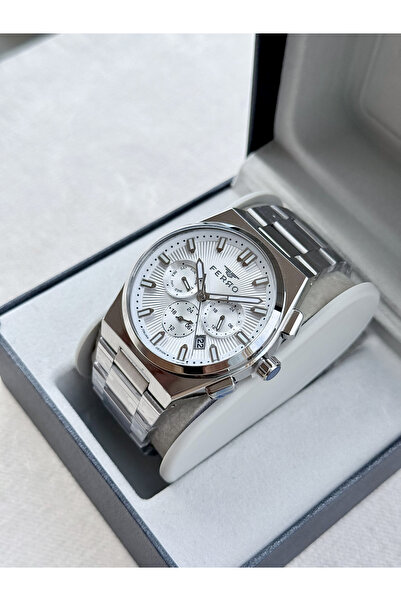 FERRO Gümüş Çelik Kordon Erkek Kol Saati FM43027A-A Tüm Fonksiyonlar Aktif 3A...