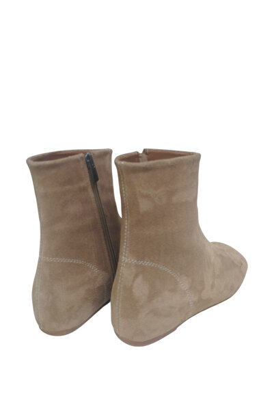 DRY SHOES Hakiki Deri Açık Taba Kadın Bot Ayakkabı Kare Burun Düz Taban Fermuarlı Çizme Günlük DRY-2109