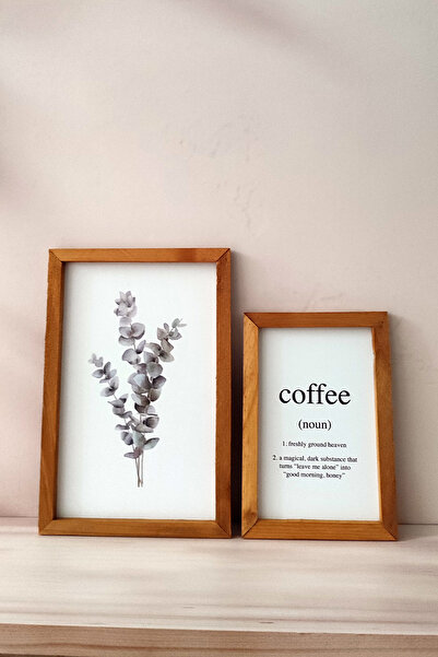 Wooden Factory Okaliptüs Coffee Ahşap Çerçeveli Tablo Seti