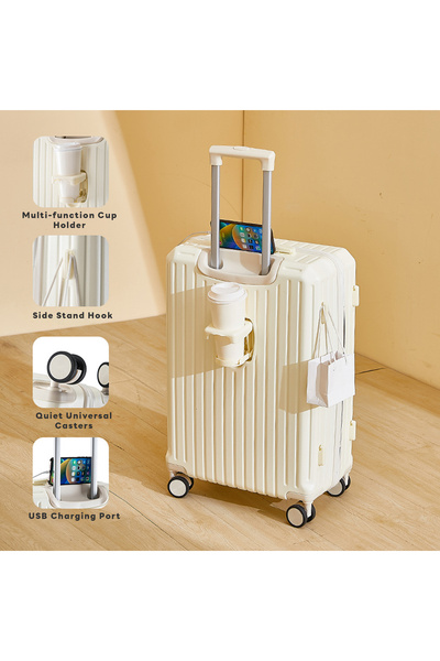 ETG 20in Lightweight Carry-On: Hard Side, Spinner Wheels, Cup Holder, USB Port - Travel/Business