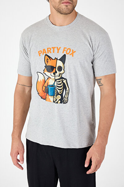 PİJAMORE Fox Fox Men's Groom Pajama Set, Short Sleeve, Pocket, Seasonal 100% Cotton, Dowry, Groom Bundle