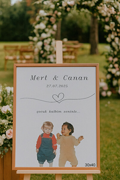 Atölyer ÇOCUKLUK FOTOĞRAFI BİRLEŞTİRME 30X40 A3 ÇERÇEVELİ Düğün girişi tablosu, Anı , Doğum günü hediye
