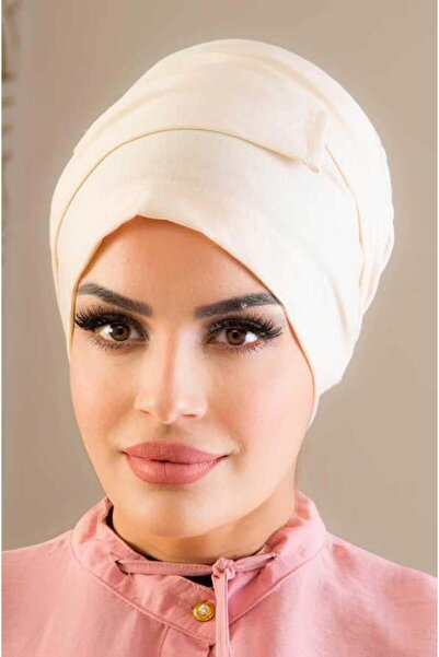 Aişe tesettür Beige Oversize Non-Slip Bonnet - 40500